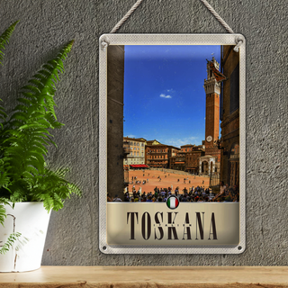 Blechschild Reise 20x30cm Toskana Italien Platz Natur Kirche