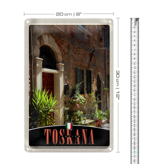 Blechschild Reise 20x30cm Toskana Italien Gebäude Natur