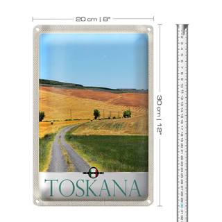 Blechschild Reise 20x30cm Toskana Italien Weide Wiese Natur