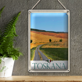 Blechschild Reise 20x30cm Toskana Italien Weide Wiese Natur