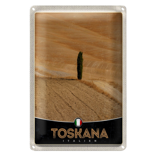 Blechschild Reise 20x30cm Toskana Italien Felder Natur Sand