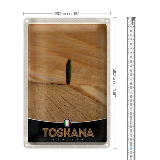 Blechschild Reise 20x30cm Toskana Italien Felder Natur Sand