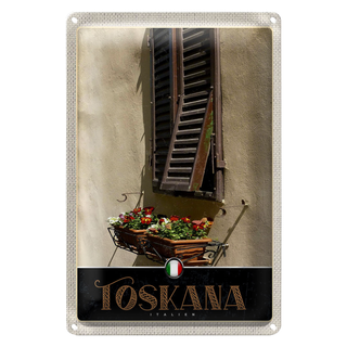 Blechschild Reise 20x30cm Toskana Italien Gebäude Blumen