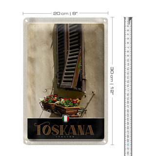 Blechschild Reise 20x30cm Toskana Italien Gebäude Blumen