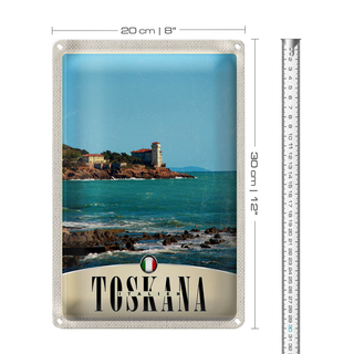 Blechschild Reise 20x30cm Toskana Italien Häuser Meer