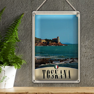 Blechschild Reise 20x30cm Toskana Italien Häuser Meer