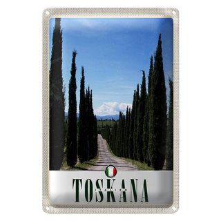 Blechschild Reise 20x30cm Toskana Italien Bäume Wiese Natur