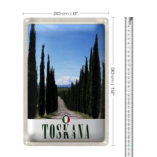 Blechschild Reise 20x30cm Toskana Italien Bäume Wiese Natur