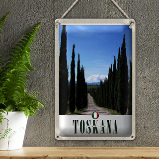 Blechschild Reise 20x30cm Toskana Italien Bäume Wiese Natur