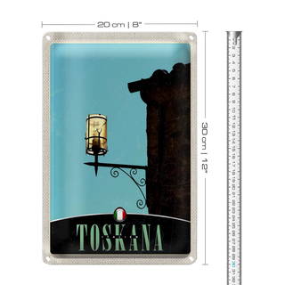 Blechschild Reise 20x30cm Toskana Italien Architektur Laterne