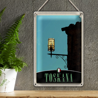 Blechschild Reise 20x30cm Toskana Italien Architektur Laterne