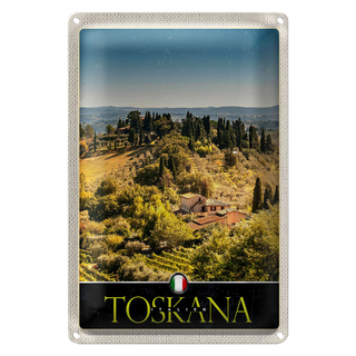 Blechschild Reise 20x30cm Toskana Italien Natur Weinfelder