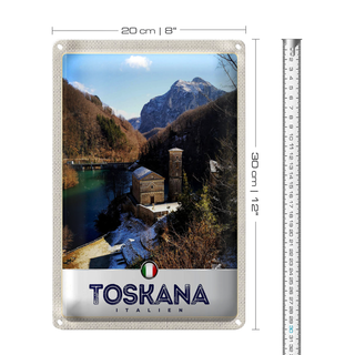 Blechschild Reise 20x30cm Toskana Italien Architektur Berge