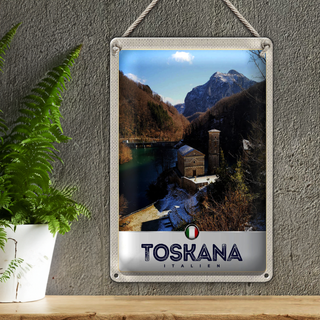 Blechschild Reise 20x30cm Toskana Italien Architektur Berge