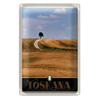 Blechschild Reise 20x30cm Toskana Italien Baum Wiese Natur