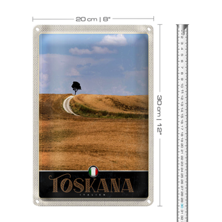 Blechschild Reise 20x30cm Toskana Italien Baum Wiese Natur