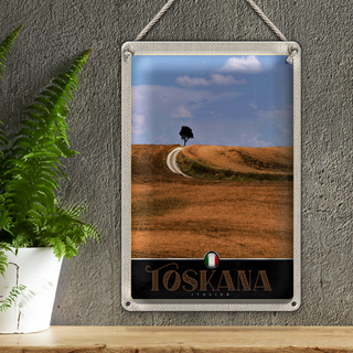 Blechschild Reise 20x30cm Toskana Italien Baum Wiese Natur