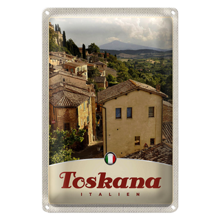 Blechschild Reise 20x30cm Toskana Italien Bäume Häuser