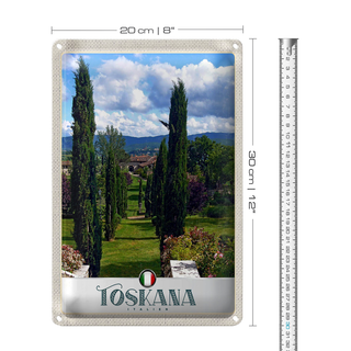 Blechschild Reise 20x30cm Toskana Italien Natur Wiese