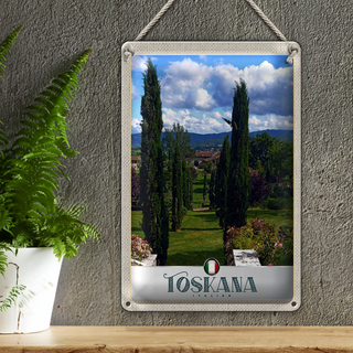Blechschild Reise 20x30cm Toskana Italien Natur Wiese