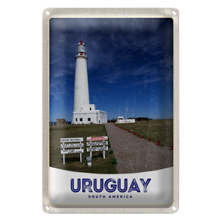 Blechschild Reise 20x30cm Uruguay Amerika USA Leuchtturm