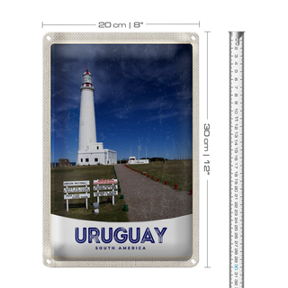 Blechschild Reise 20x30cm Uruguay Amerika USA Leuchtturm