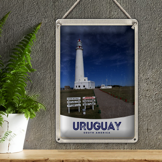 Blechschild Reise 20x30cm Uruguay Amerika USA Leuchtturm