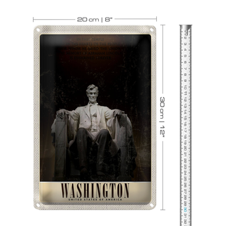 Blechschild Reise 20x30cm Washingon Amerika USA Skulptur