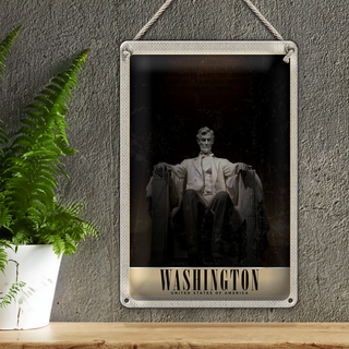 Blechschild Reise 20x30cm Washingon Amerika USA Skulptur