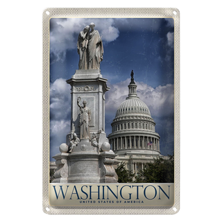 Blechschild Reise 20x30cm Washingon Amerika USA weißes Haus