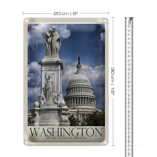 Blechschild Reise 20x30cm Washingon Amerika USA weißes Haus