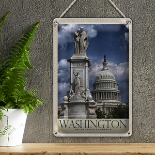 Blechschild Reise 20x30cm Washingon Amerika USA weißes Haus