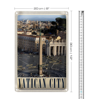 Blechschild Reise 20x30cm Vatikan Stadt Platz Kirche Urlaub
