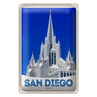 Blechschild Reise 20x30cm San Diego USA Amerika Architektur