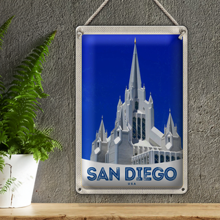 Blechschild Reise 20x30cm San Diego USA Amerika Architektur