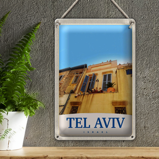 Blechschild Reise 20x30cm Tel Aviv Israel Stadt Gebäude