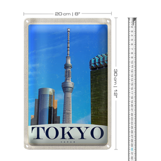 Blechschild Reise 20x30cm Tokyo Stadt Hochhaus Asien
