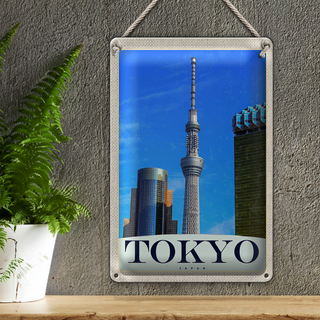 Blechschild Reise 20x30cm Tokyo Stadt Hochhaus Asien