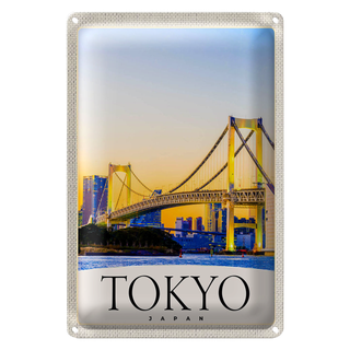 Blechschild Reise 20x30cm Tokyo Asien Japan Brücke HochhausSchild