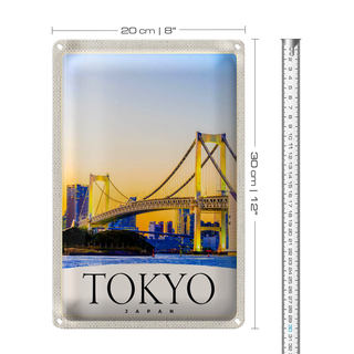 Blechschild Reise 20x30cm Tokyo Asien Japan Brücke HochhausSchild