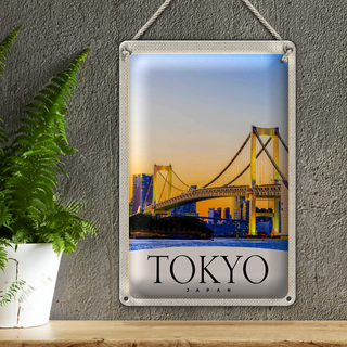 Blechschild Reise 20x30cm Tokyo Asien Japan Brücke HochhausSchild
