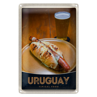 Blechschild Reise 20x30cm Uruguay Süd Amerika Tipical Food