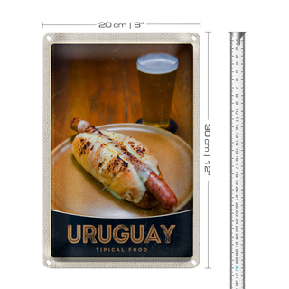 Blechschild Reise 20x30cm Uruguay Süd Amerika Tipical Food