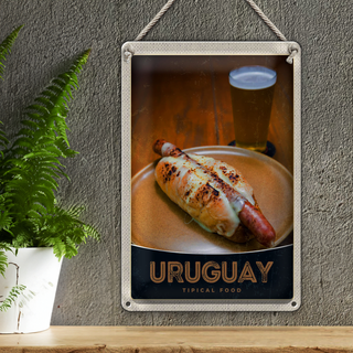 Blechschild Reise 20x30cm Uruguay Süd Amerika Tipical Food
