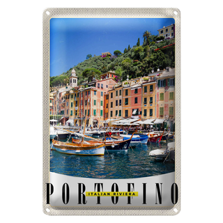 Blechschild Reise 20x30cm Portofino Italien Riviera Meer