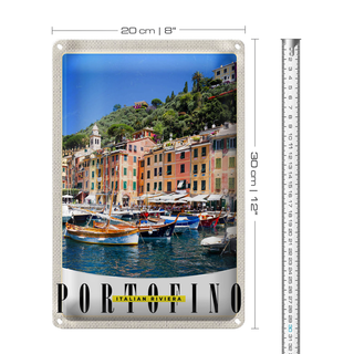Blechschild Reise 20x30cm Portofino Italien Riviera Meer