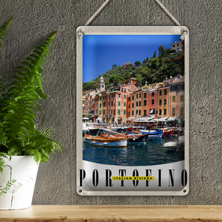 Blechschild Reise 20x30cm Portofino Italien Riviera Meer