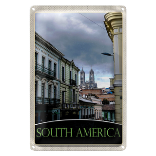 Blechschild Reise 20x30cm Süd Amerika Kirche Architektur
