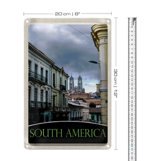 Blechschild Reise 20x30cm Süd Amerika Kirche Architektur