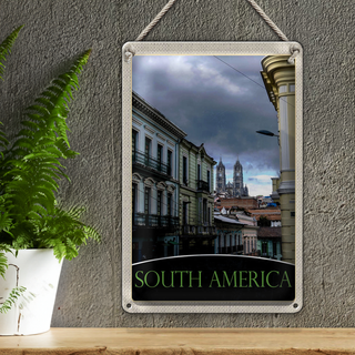 Blechschild Reise 20x30cm Süd Amerika Kirche Architektur